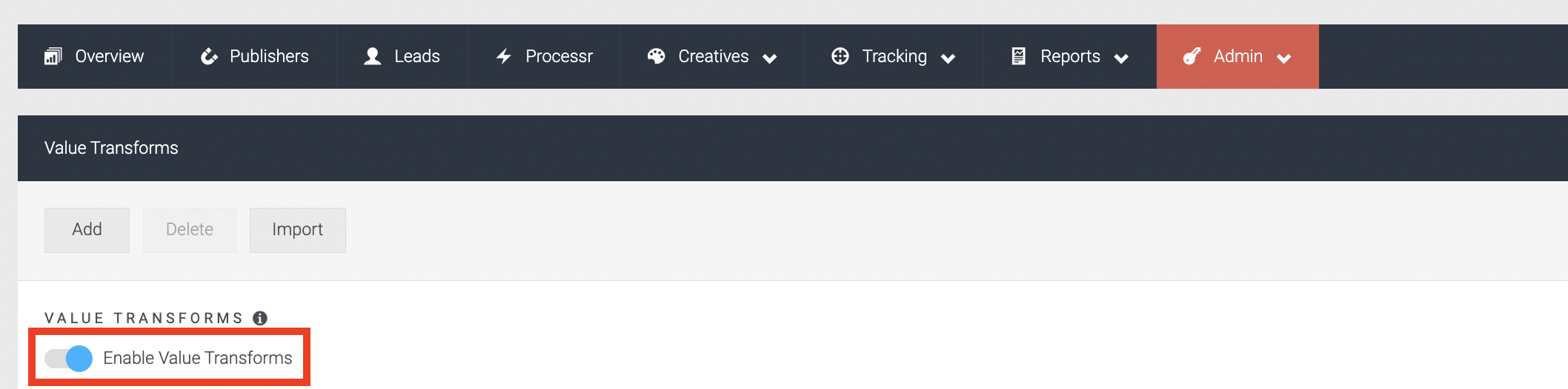 toggle the value transform image