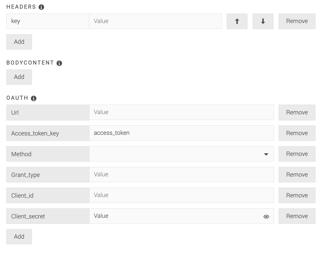 Screenshot of the Headers section in the Convertr platform