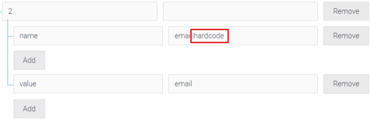 Hardcoded value example for email field mapping