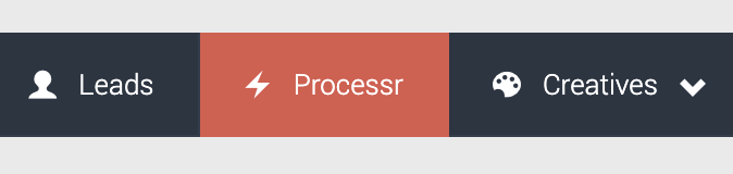 Screenshot of Convertr platform showing 'processr' page link in subnavigation