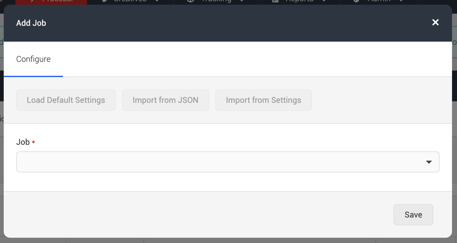 Convertr platform campaign processr add job dialog.png