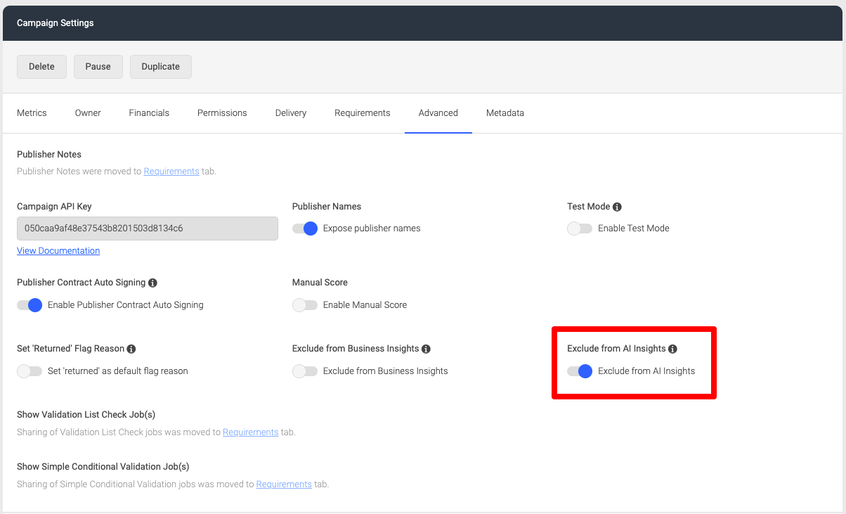 Exclude from AI insights