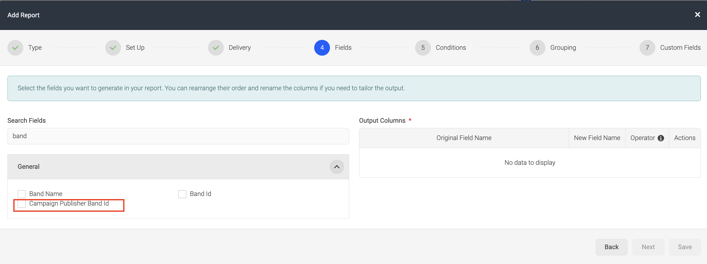 Screenshot showing Campaign Publisher Band Id as a field available for reporting.png