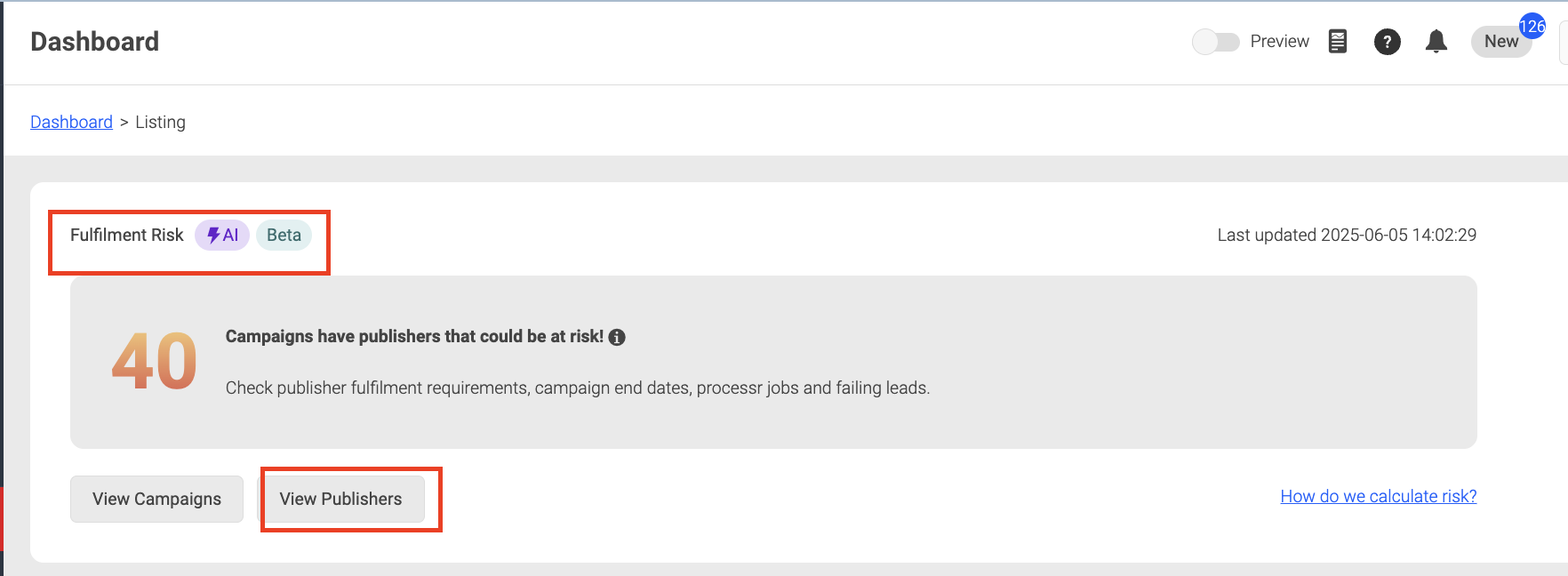 Screenshot showing the View Publishers button within the Fulfilment Risk section.png