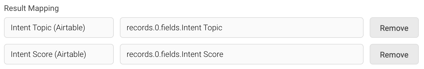 Screenshot of Result Mapping Section