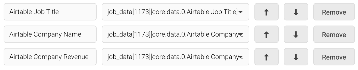 Screenshot of Airtable Fields Delivery Mapping