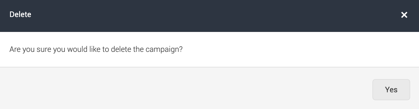 Campaign delete confirmation dialog