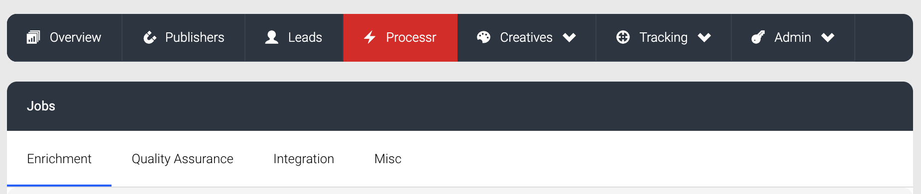 Screenshot of Enrichment tab