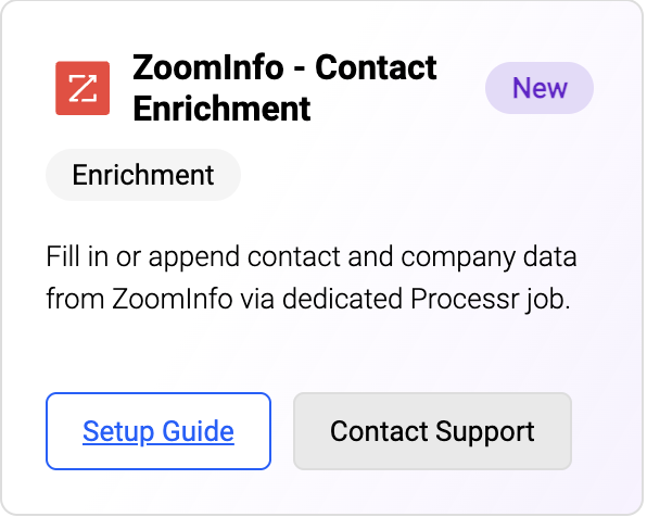 Screenshot of example New connection card