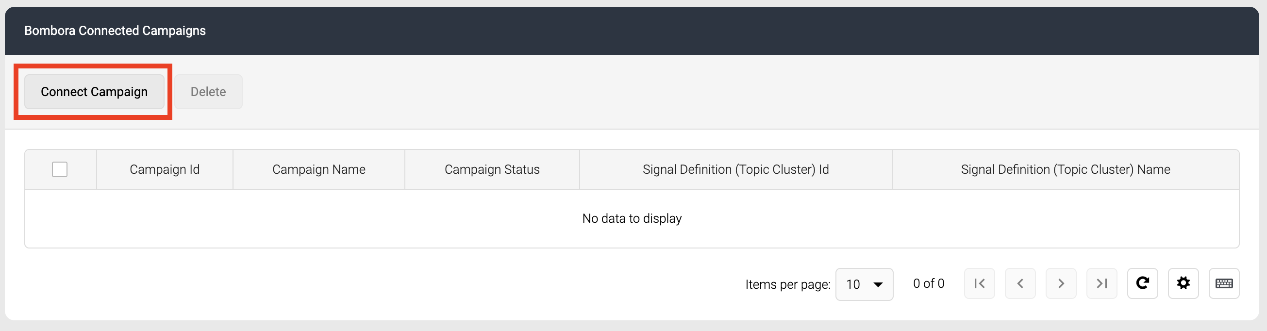 Screenshot of Add connected campaigns button
