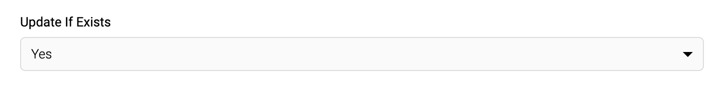 Screenshot of Update If Exists set to Yes