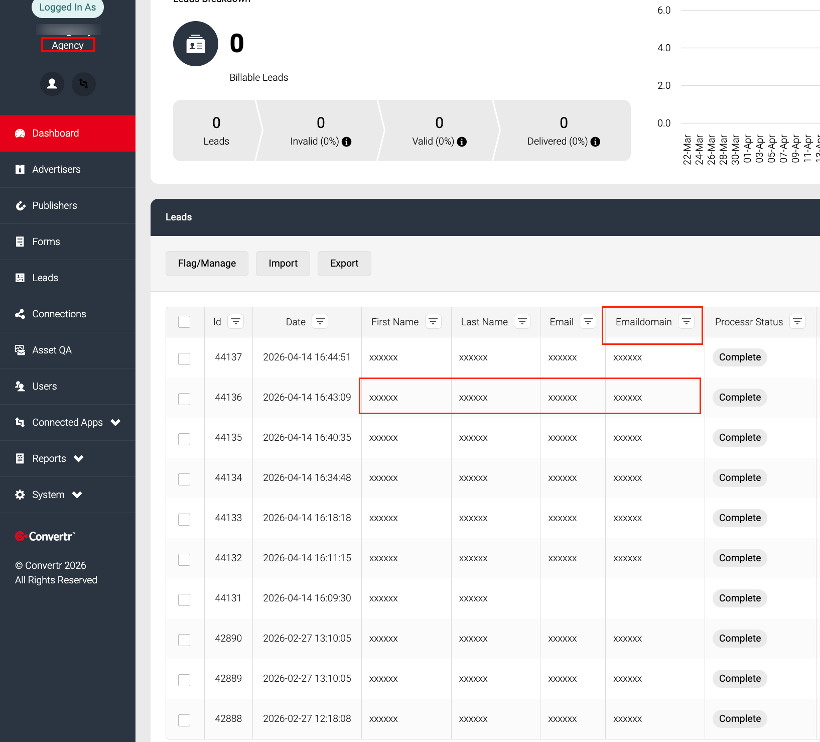 Screenshot showing masked emailDomain field and fixed length masked fields for masked user
