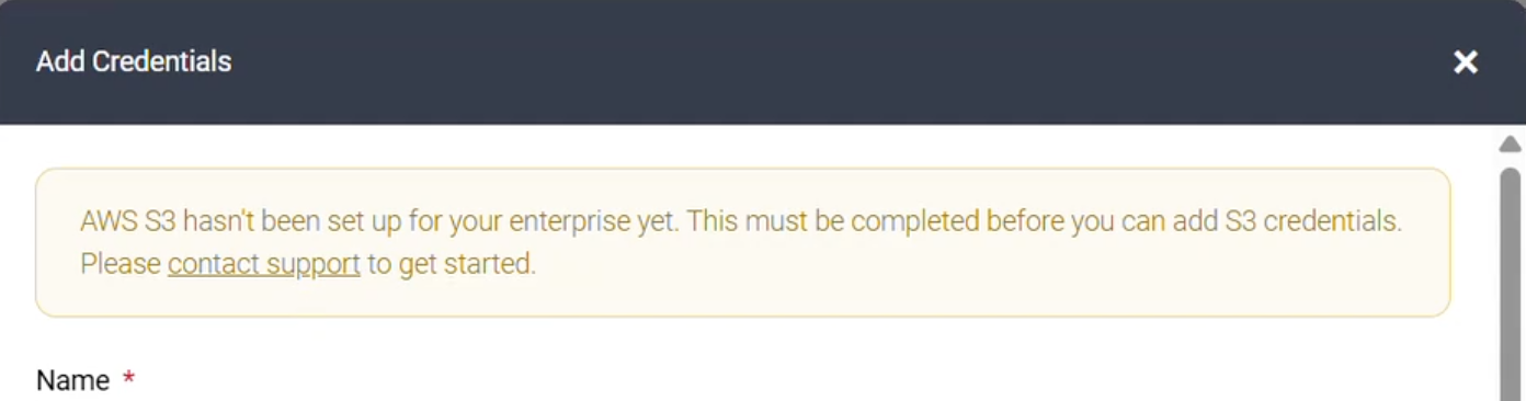 Screenshot showing error message when S3 has not been set up.png