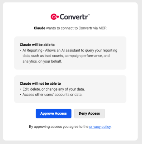 Consent screen