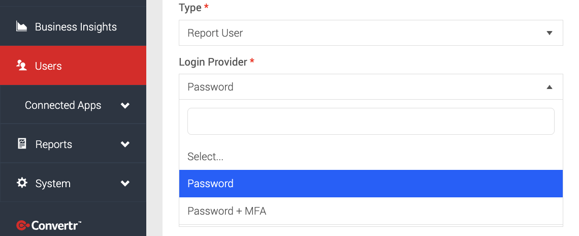 Screenshot showing login options available per role.png