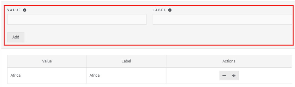 highlight of the value and the label options