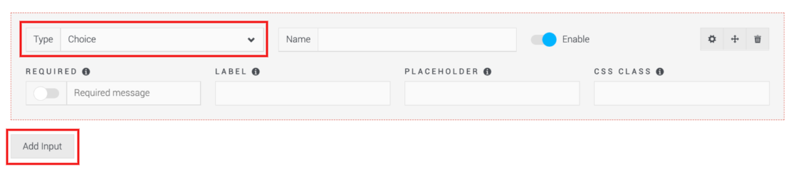 Highlight of the type dropdown