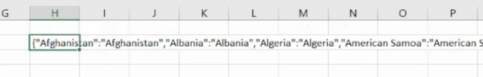 image of pasting values in json format