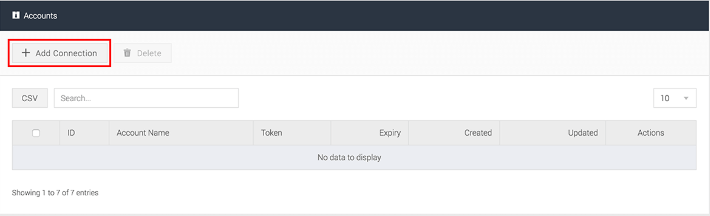 Platform add connection button