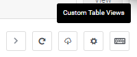 Image of the icons at the bottom right of the Leads page, with the cog icon highlighted to show the name 'Custom Table Views