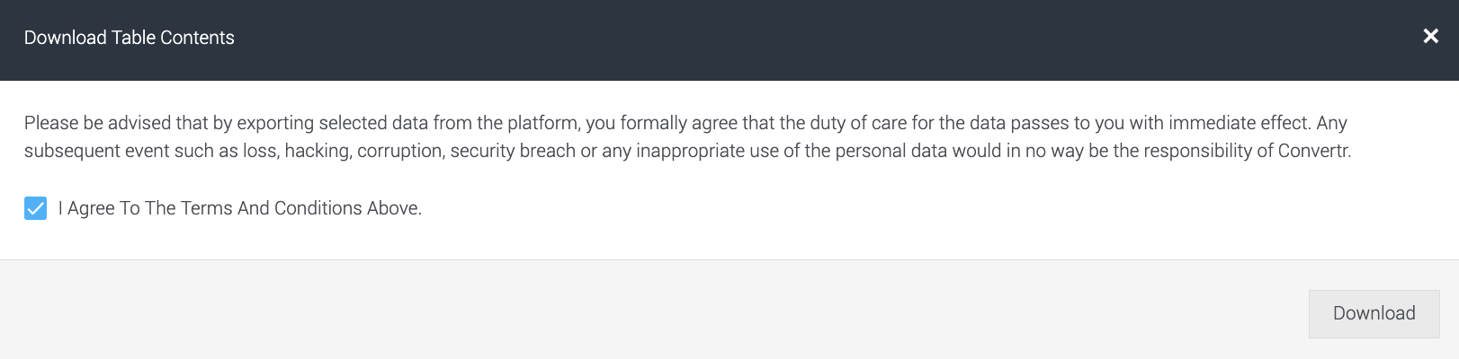 agree to terms and conditions