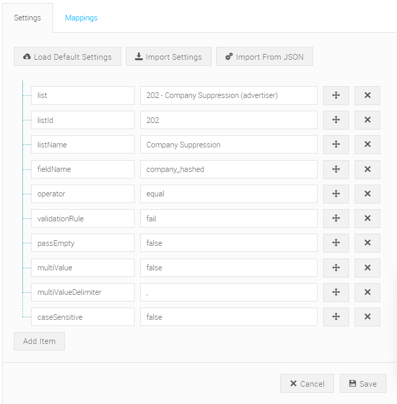 mapping the validation list